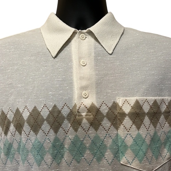 Vintage Arnie~Arnold Palmer Flecked Polo w/Argyle Print~sz M - Picture 4 of 5